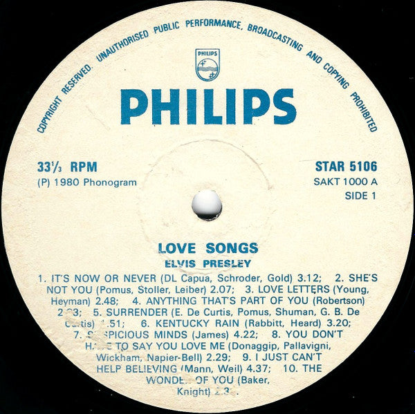 Elvis Presley : 20 Greatest Love Songs (LP, Comp)