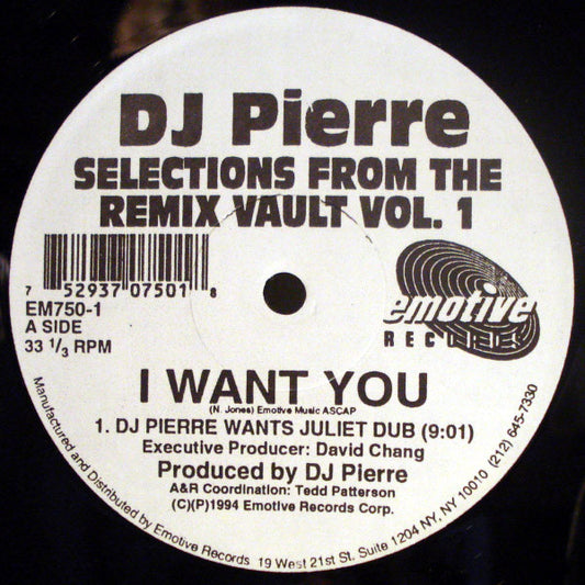 DJ Pierre - Selections From The Remix Vault (Vol. 1) vinyl record, 2x12" (Very Good Plus (VG+)) | Lulo Records
