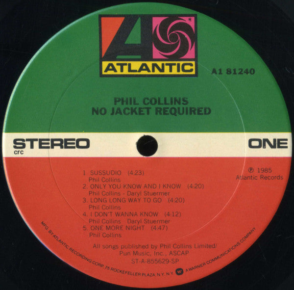 Phil Collins : No Jacket Required (LP, Album, Club, Car)