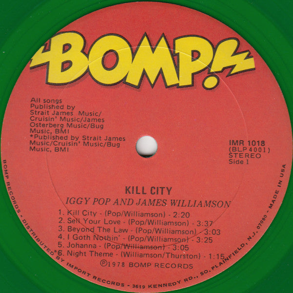 Iggy Pop & James Williamson : Kill City (LP, Album, RE, Gre)