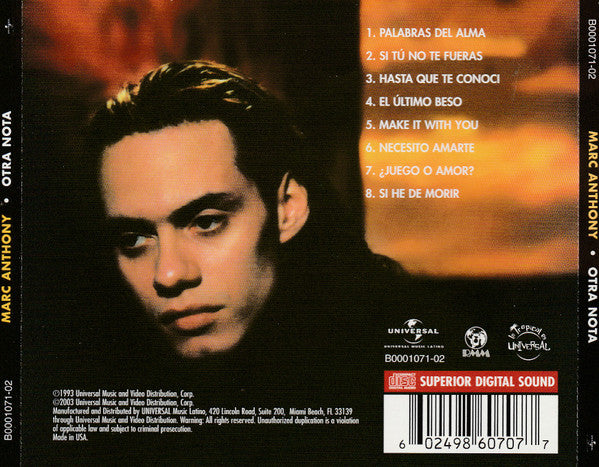 Marc Anthony : Otra Nota (CD, Album, RE, RM)