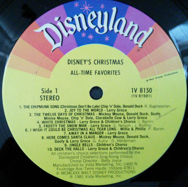 The Disneyland Children's Sing-Along Chorus : Disney's Christmas All-Time Favorites (LP, Album, Club)