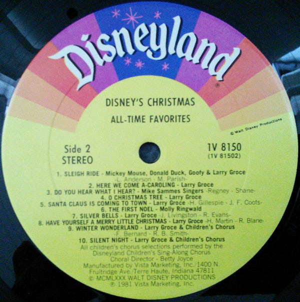 The Disneyland Children's Sing-Along Chorus : Disney's Christmas All-Time Favorites (LP, Album, Club)