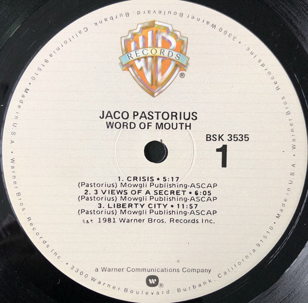 Jaco Pastorius : Word Of Mouth (LP, Album, Jac)