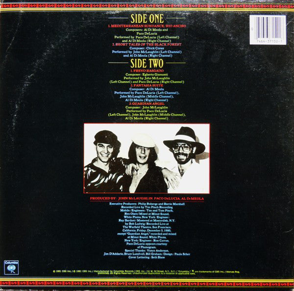 Al Di Meola / John McLaughlin / Paco De Lucía : Friday Night In San Francisco (LP, Album)