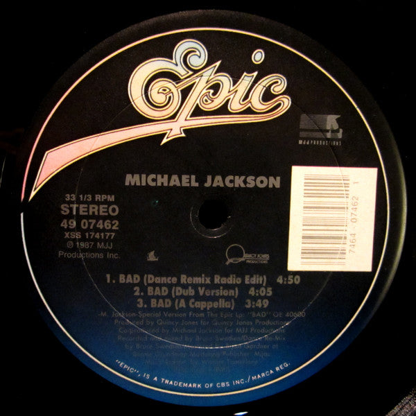 Michael Jackson : Bad (12", Single)