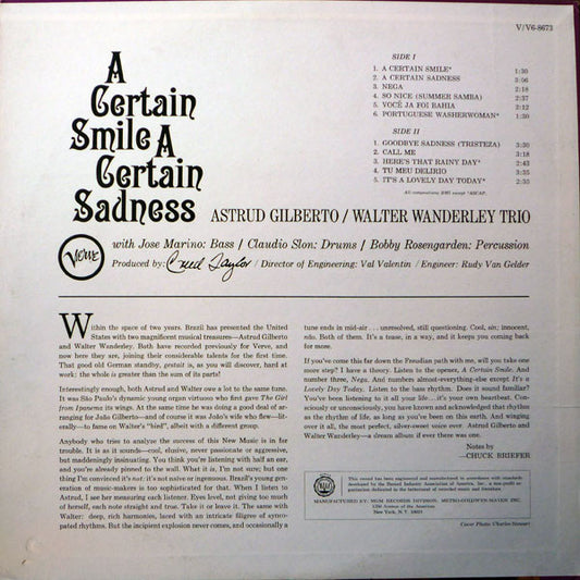 Astrud Gilberto / Walter Wanderley - A Certain Smile A Certain Sadness vinyl record, LP (Very Good (VG)) | Lulo Records
