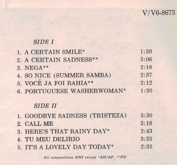 Astrud Gilberto / Walter Wanderley : A Certain Smile A Certain Sadness (LP, Album)