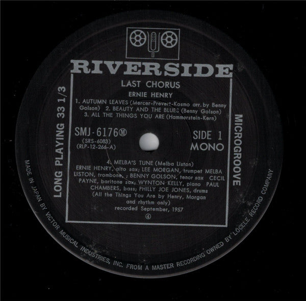 Ernie Henry : Last Chorus (LP, Album, RE)
