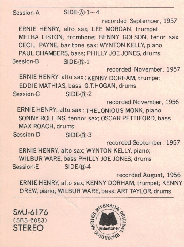 Ernie Henry : Last Chorus (LP, Album, RE)