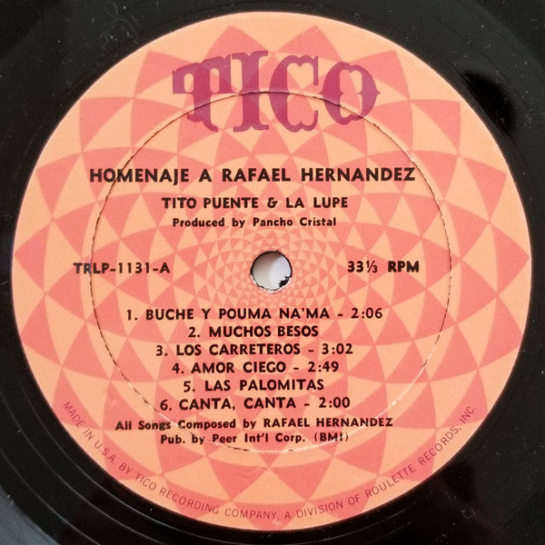 Tito Puente y La Lupe : Homenaje A Rafael Hernandez (LP, Album, Mono)