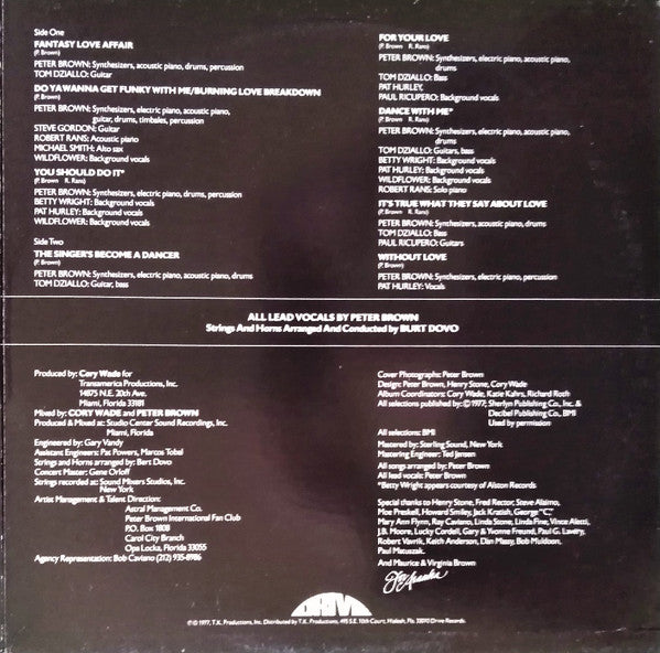 Peter Brown (2) : A Fantasy Love Affair (LP, Album, Gat)