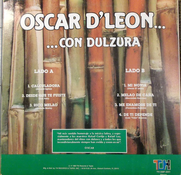Oscar D'Leon* : Con Dulzura… (LP, Album)