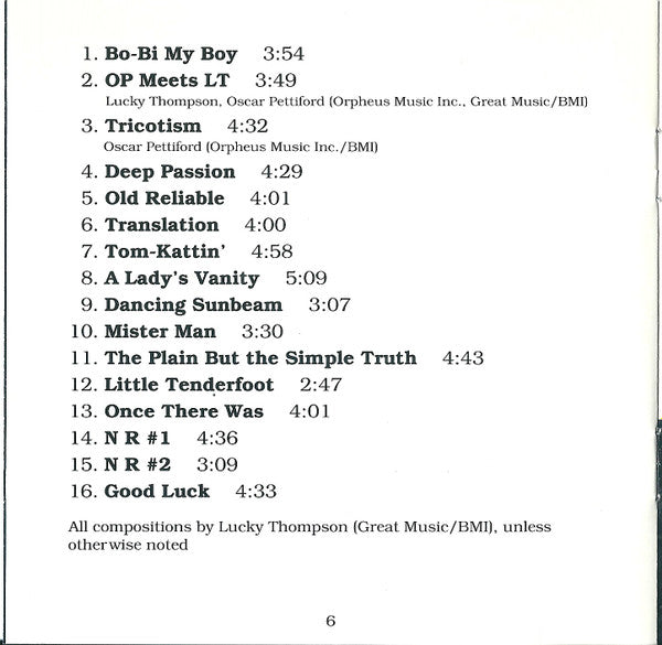 Lucky Thompson : Tricotism (CD, Comp, Mono, RE, RM)