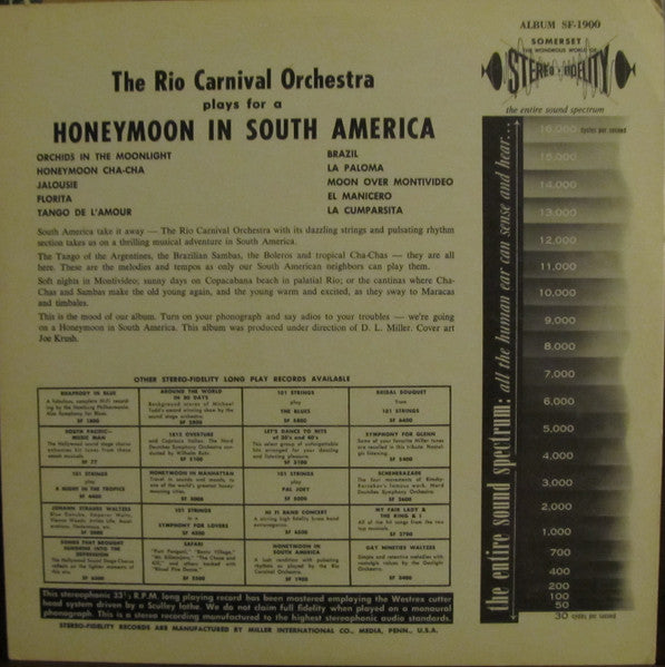 The Rio Carnival Orchestra : Honeymoon In South America (LP, Album)