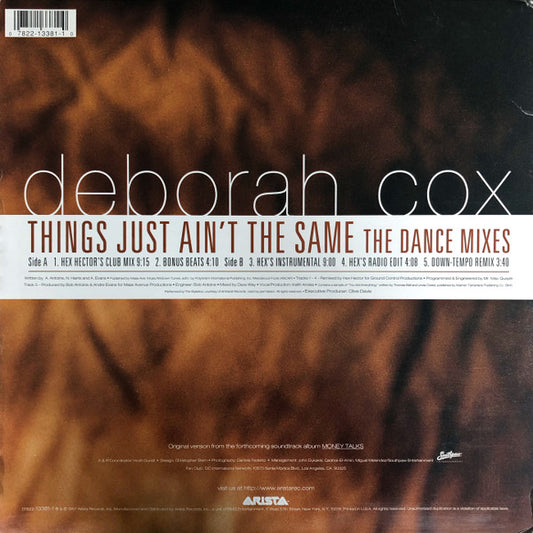 Deborah Cox - Things Just Ain't The Same (The Dance Mixes) vinyl record, 12" (Very Good Plus (VG+)) | Lulo Records