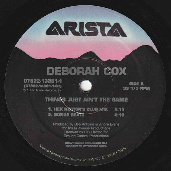 Deborah Cox : Things Just Ain't The Same (The Dance Mixes) (12")