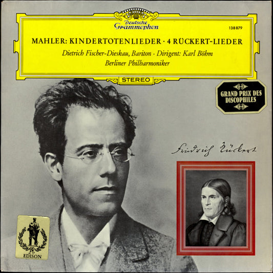 Gustav Mahler - Dietrich Fischer-Dieskau · Karl Böhm · Berliner Philharmoniker : Kindertotenlieder · 4 Rückert-Lieder (LP, RE)
