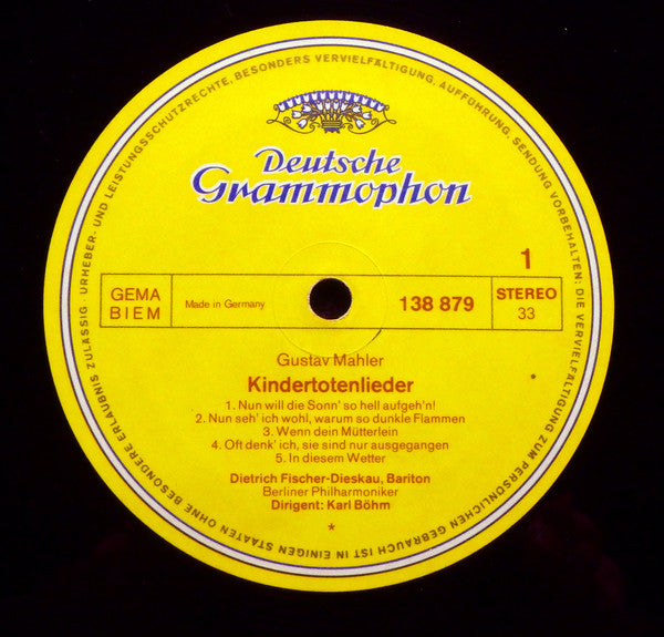 Gustav Mahler - Dietrich Fischer-Dieskau · Karl Böhm · Berliner Philharmoniker : Kindertotenlieder · 4 Rückert-Lieder (LP, RE)