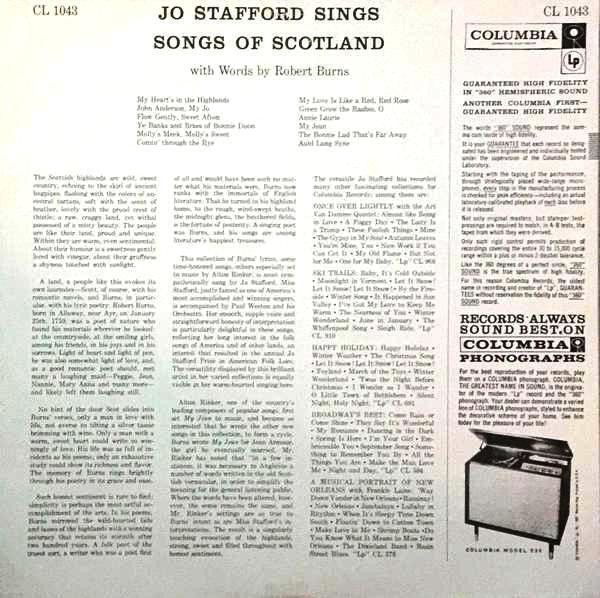 Jo Stafford : Jo Stafford Sings Songs Of Scotland (LP, Mono)