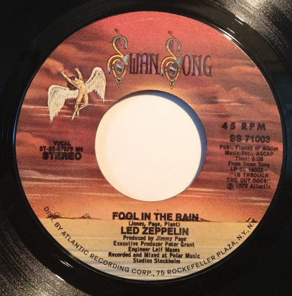 Led Zeppelin : Fool In The Rain (7", Single, Styrene, Mon)