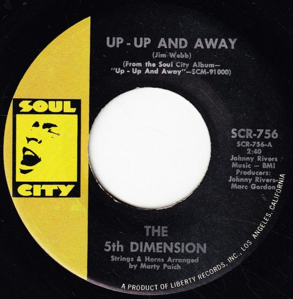 The Fifth Dimension : Up-Up And Away (7", Single)