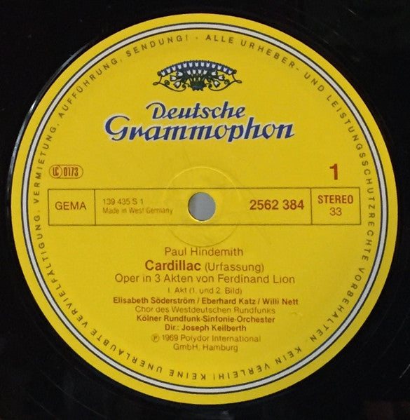 Paul Hindemith, Dietrich Fischer-Dieskau, Leonore Kirschstein, Donald Grobe, Karl Kohn, Kölner Rundfunk-Sinfonie-Orchester And Kölner Rundfunkchor, Joseph Keilberth : Cardillac (2xLP, RE, Gat)
