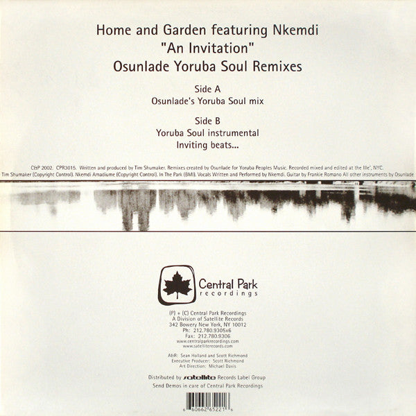 Home & Garden Featuring Nkemdi Amadiume : An Invitation (Osunlade Yoruba Soul Remixes) (12")