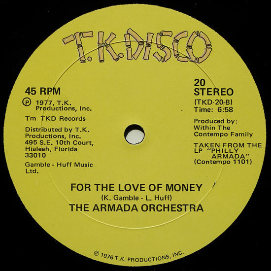 The Armada Orchestra : Philly Armada / For The Love Of Money (12")