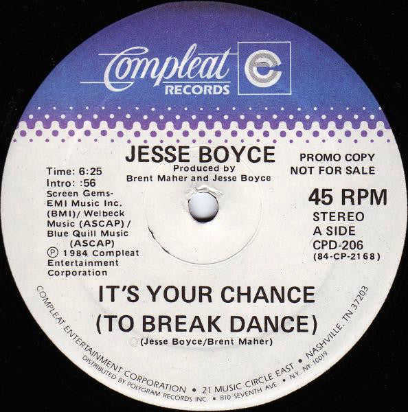 Jesse Boyce : It's Your Chance (To Break Dance) (12", Promo)