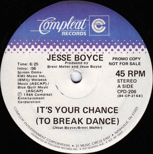 Jesse Boyce : It's Your Chance (To Break Dance) (12", Promo)