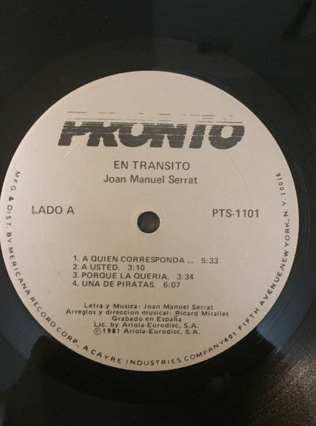 Joan Manuel Serrat : En Tránsito (LP, Album)