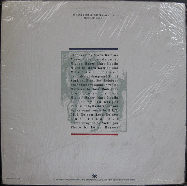 Johnny Dynell : Rhythm Of Love (12", Promo)