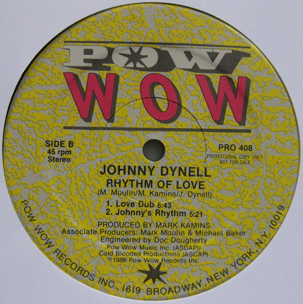 Johnny Dynell : Rhythm Of Love (12", Promo)