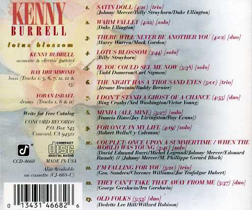 Kenny Burrell : Lotus Blossom (CD, Album)