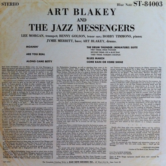 Art Blakey & The Jazz Messengers : Art Blakey And The Jazz Messengers (LP, Album, Ltd, RE)