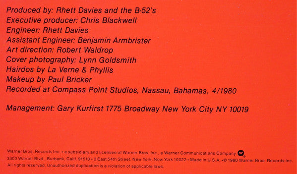 The B-52's : Wild  Planet (LP, Album, RP, Jac)
