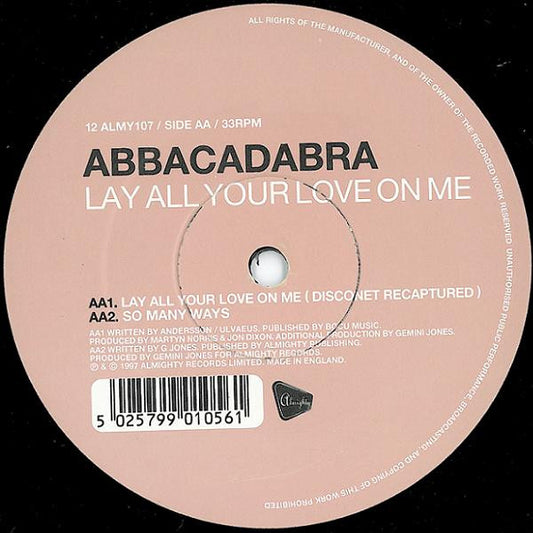 Abbacadabra - Lay All Your Love On Me vinyl record, 12" (Very Good Plus (VG+)) | Lulo Records