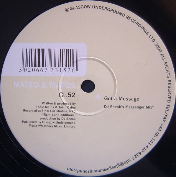Mateo & Matos : Got A Message (12")