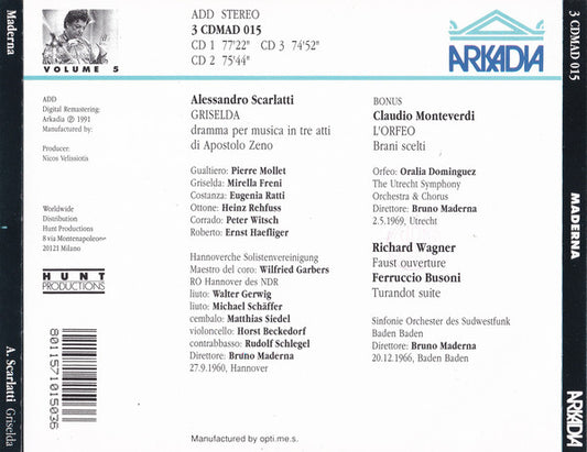 Bruno Maderna, Alessandro Scarlatti - 'Griselda' - Bruno Maderna Edition Volume 5 vinyl record, 3xCD (Near Mint (NM or M-)) | Lulo Records