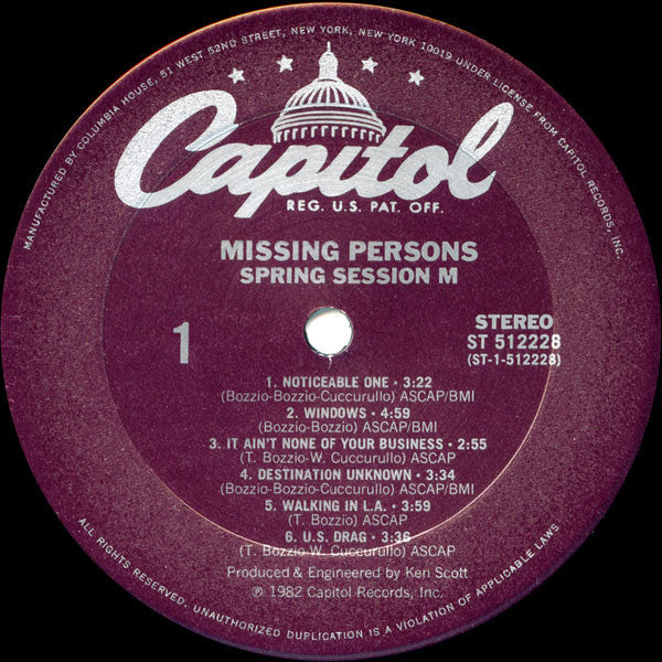 Missing Persons : Spring Session M (LP, Album, Club)