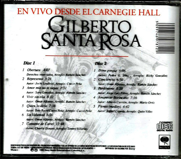 Gilberto Santa Rosa : En Vivo Desde El Carnegie Hall (2xCD, Album)