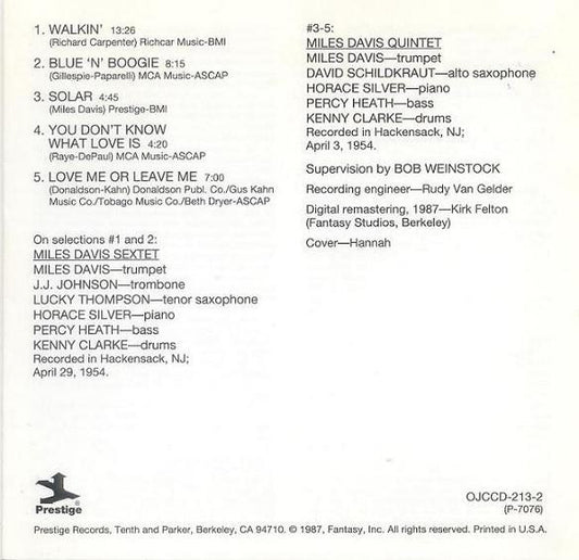 Miles Davis All Stars - Walkin' vinyl record, CD (Near Mint (NM or M-)) | Lulo Records