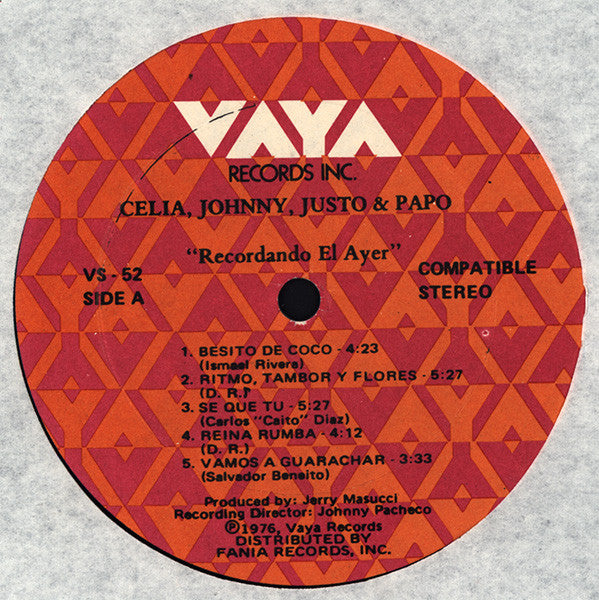 Celia Cruz, Johnny Pacheco, Justo Betancourt & Papo Lucca : Recordando El Ayer (LP, Album, Gat)