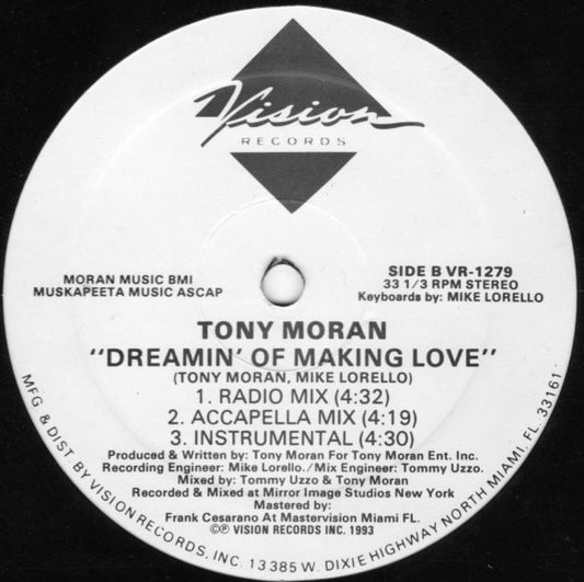 Tony Moran - Dreamin' Of Making Love vinyl record, 12" (Mint (M)) | Lulo Records