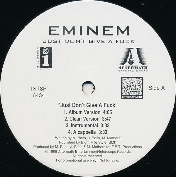 Eminem : Just Don't Give A Fuck (12", Single, Promo)