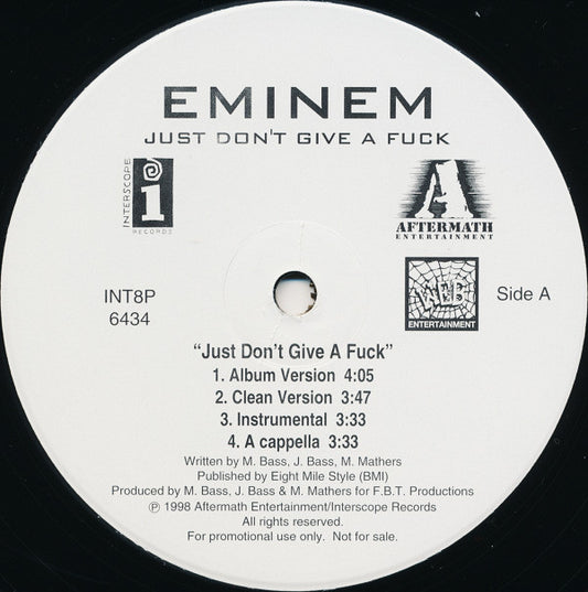 Eminem : Just Don't Give A Fuck (12", Single, Promo)