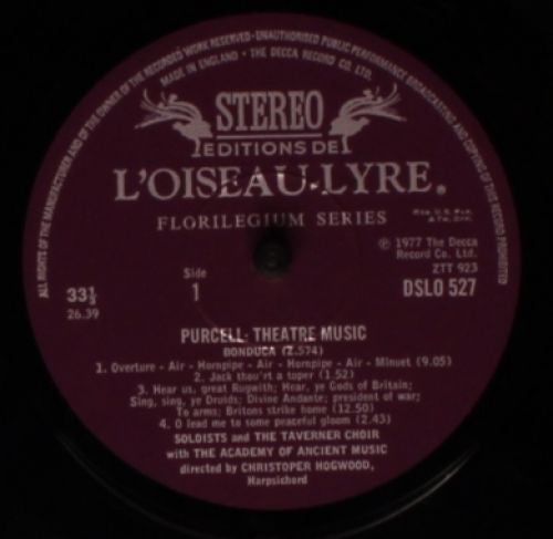 Henry Purcell - The Academy Of Ancient Music : Theatre Music Vol II (Bonduca • Sir Anthony Love • Circe) (LP)
