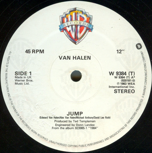 Van Halen : Jump! (12", Single, EMI)