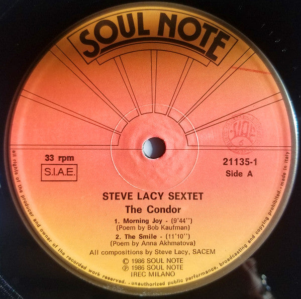 The Steve Lacy Sextet : The Condor (LP, Album)